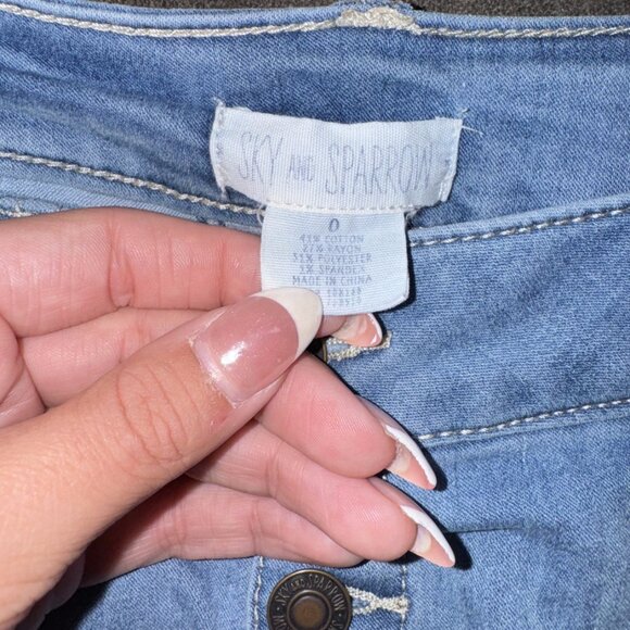 Medium Washed Jean Shorts With Buttons Up The Front - Picture 3 of 3